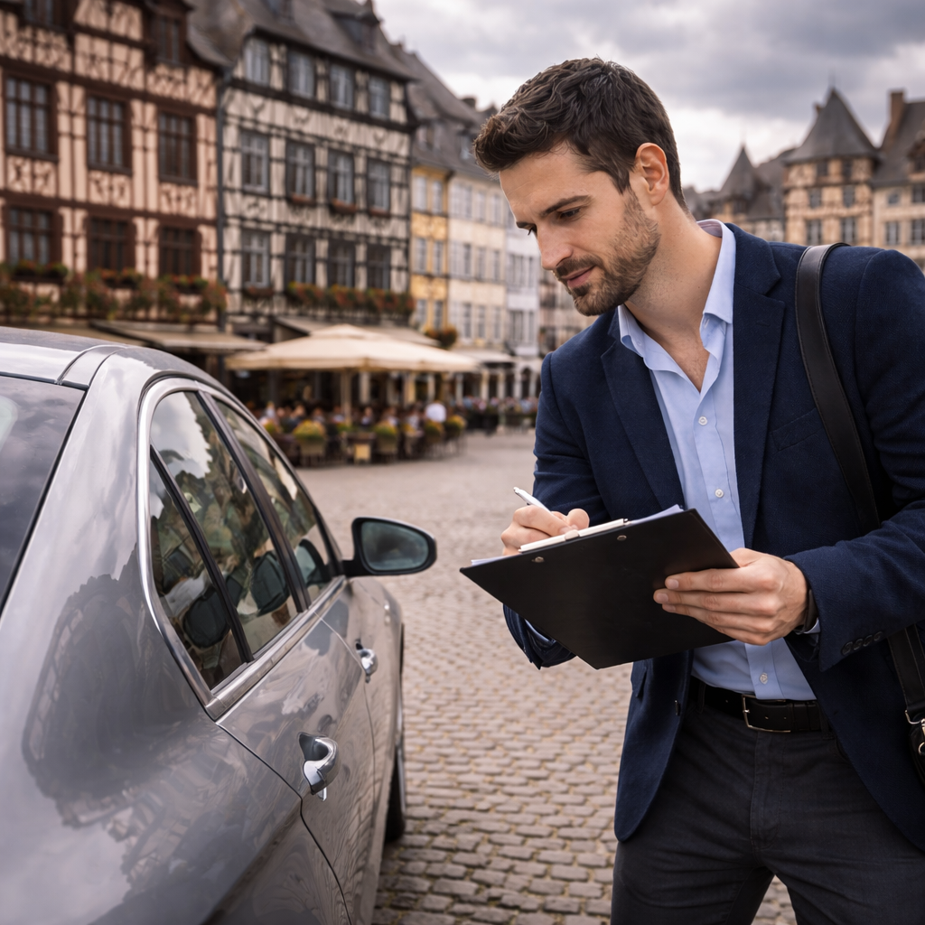 engagement-rouen-inspection-voiture-place-medievale-colombages