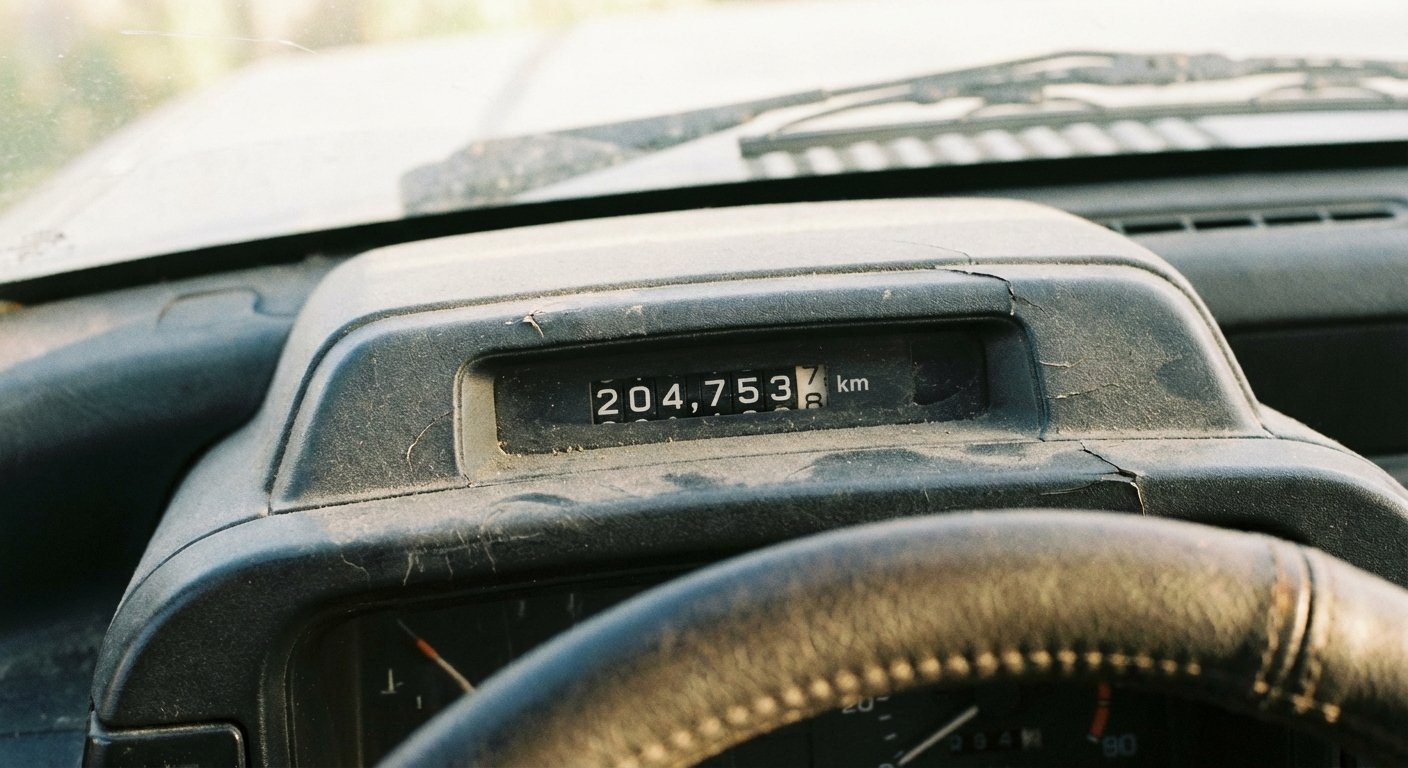 Compteur kilometrique d'une voiture ancienne avec fort kilometrage