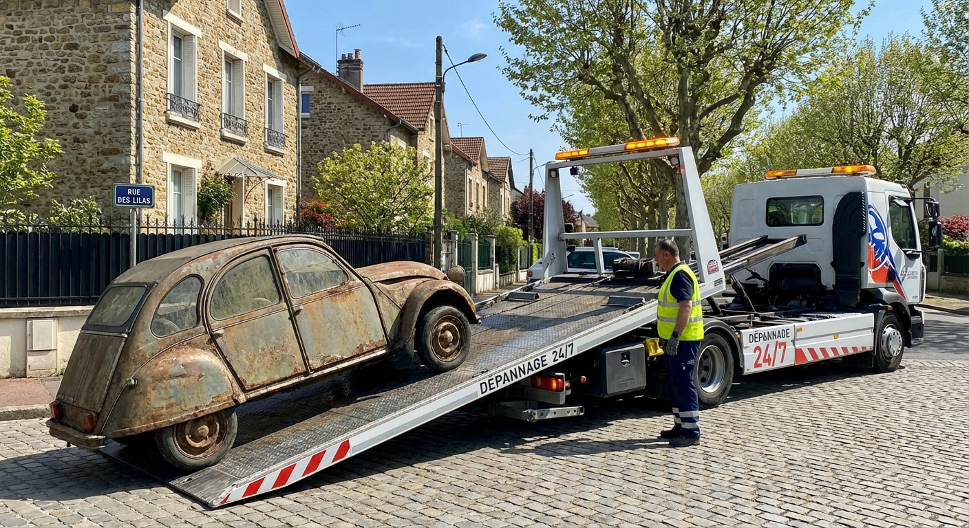 Enlevement vieille voiture en panne par depanneuse