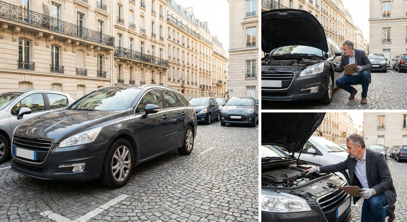 Expert automobile évaluant une voiture pour le rachat
