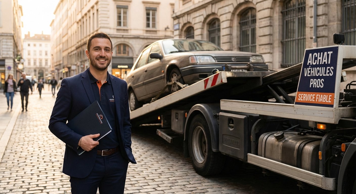 Professionnel Easy Auto rachetant une \u00e9pave de voiture