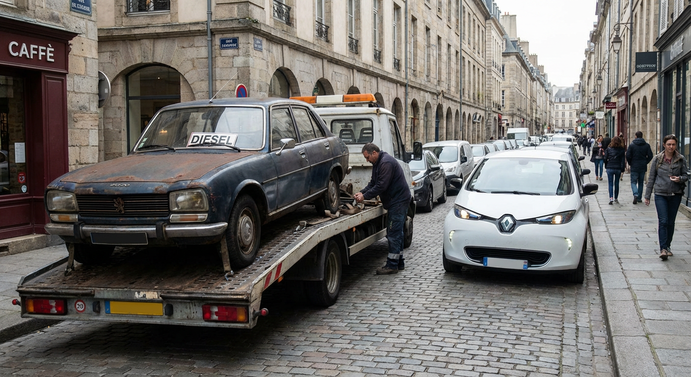 Remplacement d'un ancien véhicule polluant par un véhicule propre