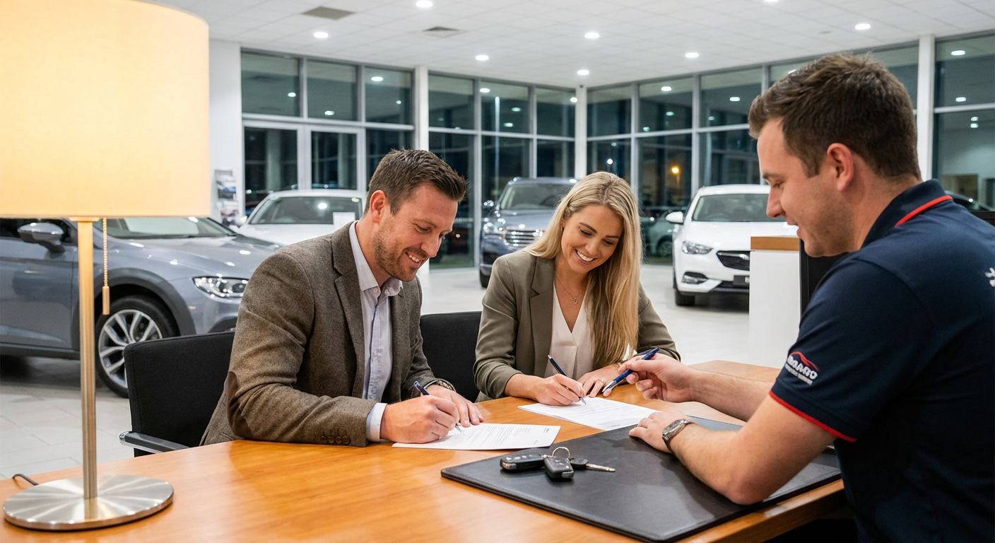 Signature de l'acte de vente d'une voiture entre particulier et professionnel