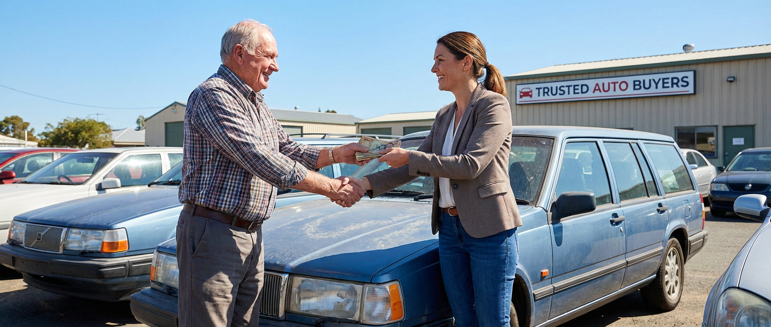 Vente d'un véhicule ancien avec paiement cash par professionnel